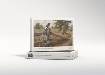 Red Headed Woodpecker at the Autumn Fence jigsaw puzzle - gift box