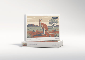 Red Kangaroo on the Red Earth jigsaw puzzle - gift box