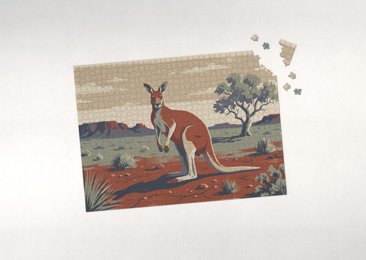 Red Kangaroo on the Red Earth jigsaw puzzle - puzzle with loose pieces