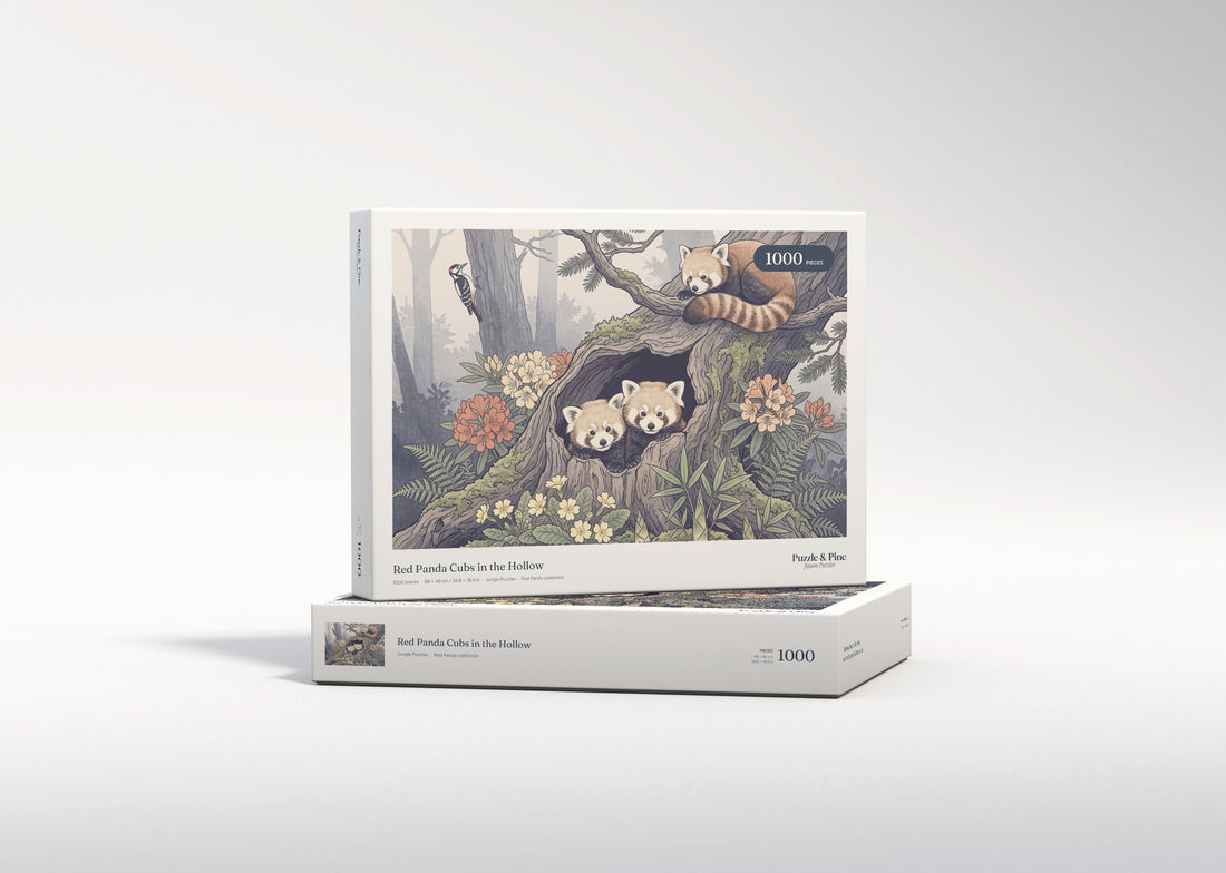 Red Panda Cubs in the Hollow jigsaw puzzle - gift box