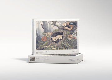 Red Panda Cubs in the Hollow jigsaw puzzle - gift box