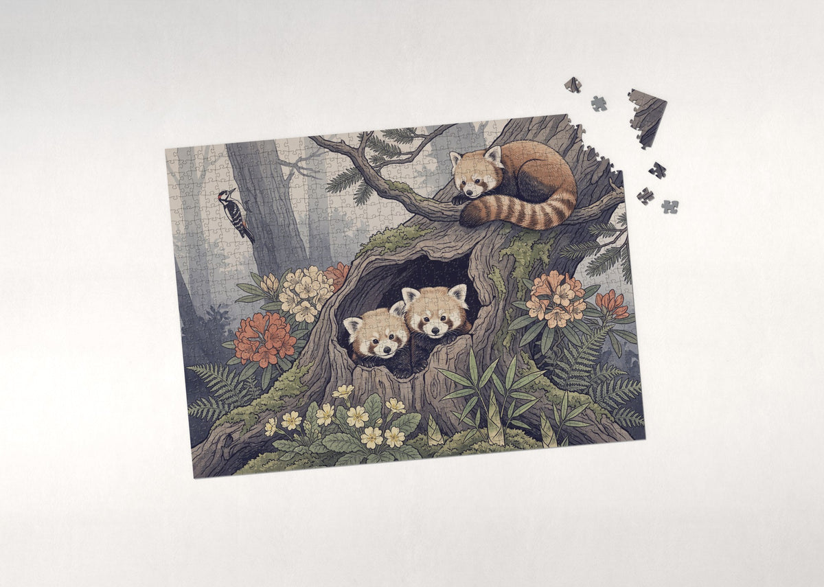 Red Panda Cubs in the Hollow jigsaw puzzle - puzzle with loose pieces