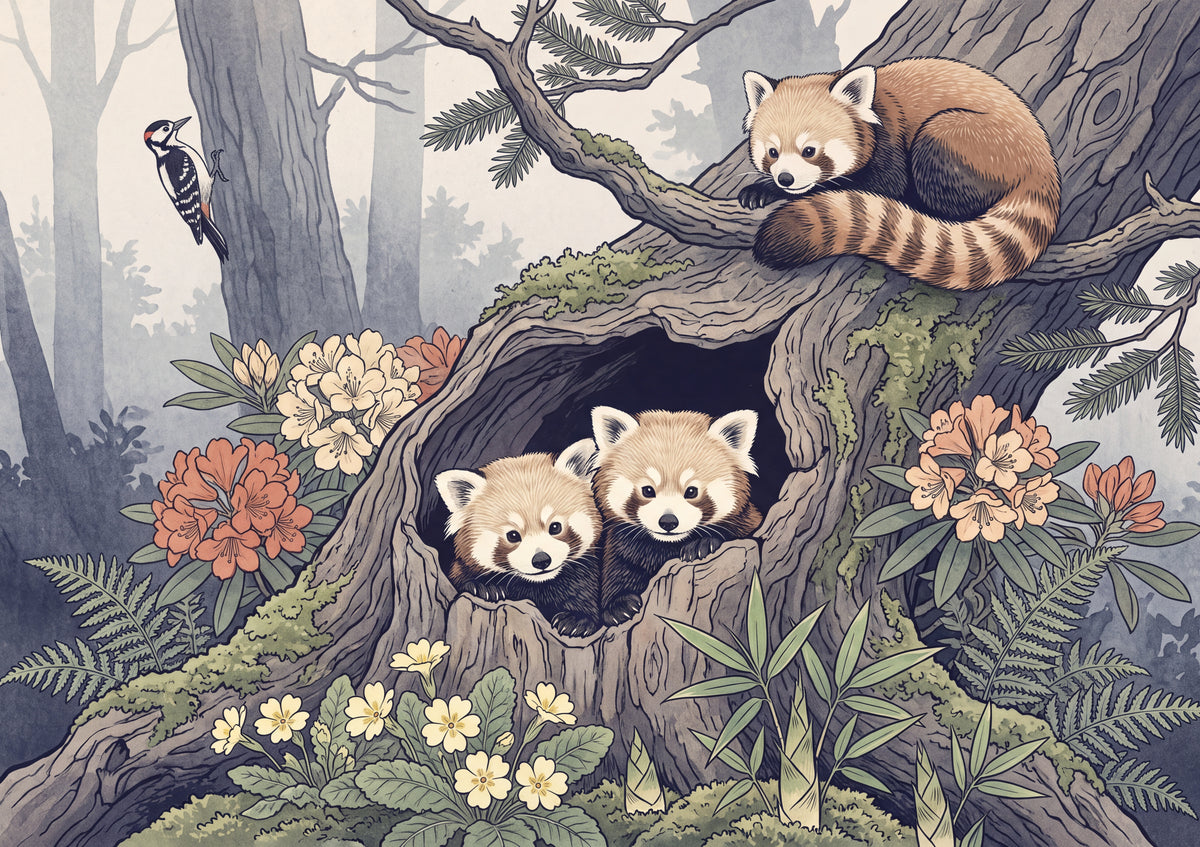 Red Panda Cubs in the Hollow jigsaw puzzle
