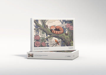 Red Panda Sleeping on the Branch jigsaw puzzle - gift box