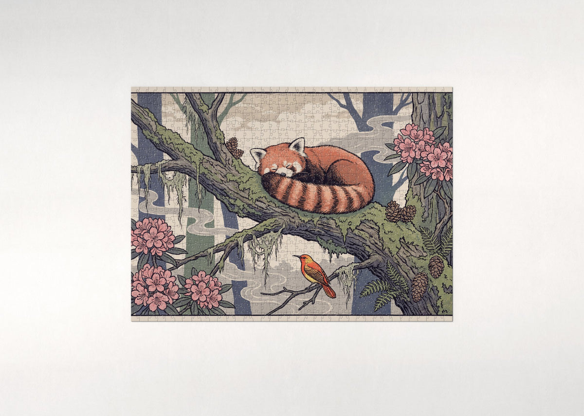 Red Panda Sleeping on the Branch jigsaw puzzle - flat puzzle
