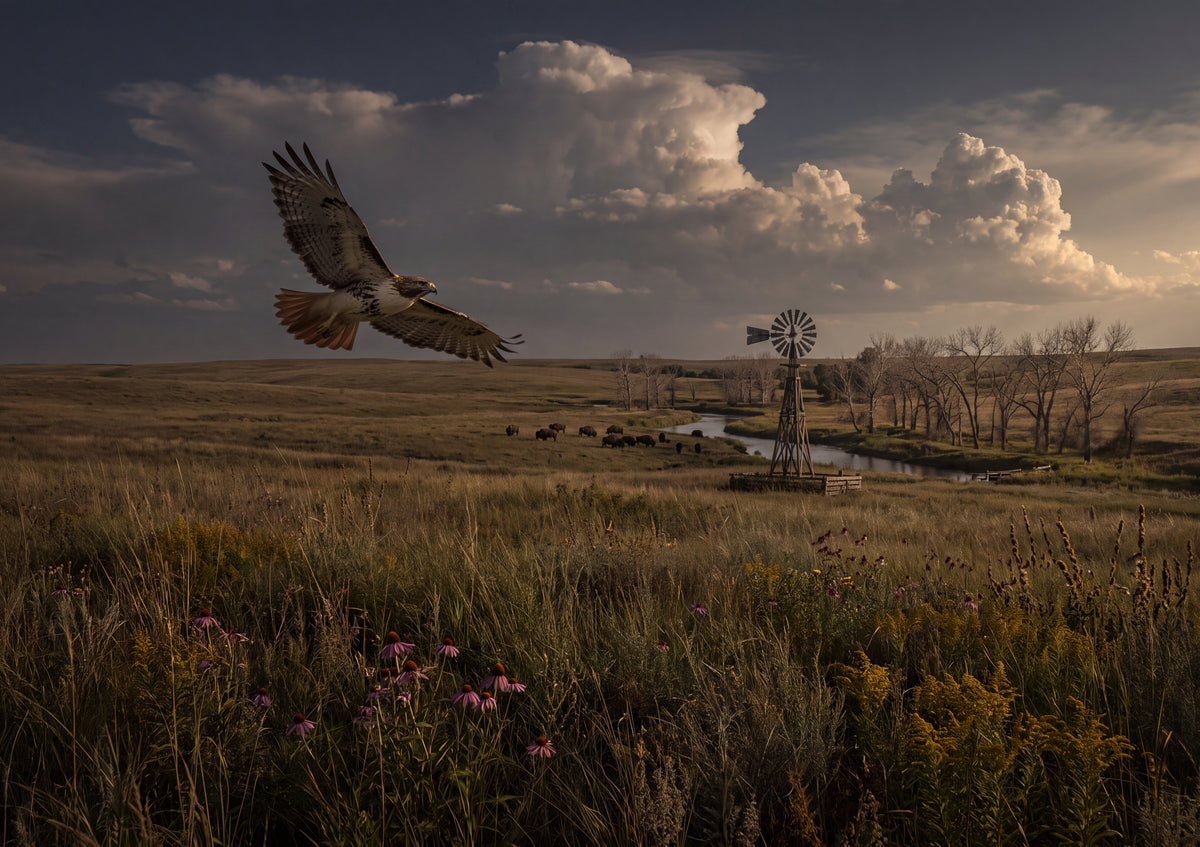 Red Tailed Hawk Over the Prairie jigsaw puzzle