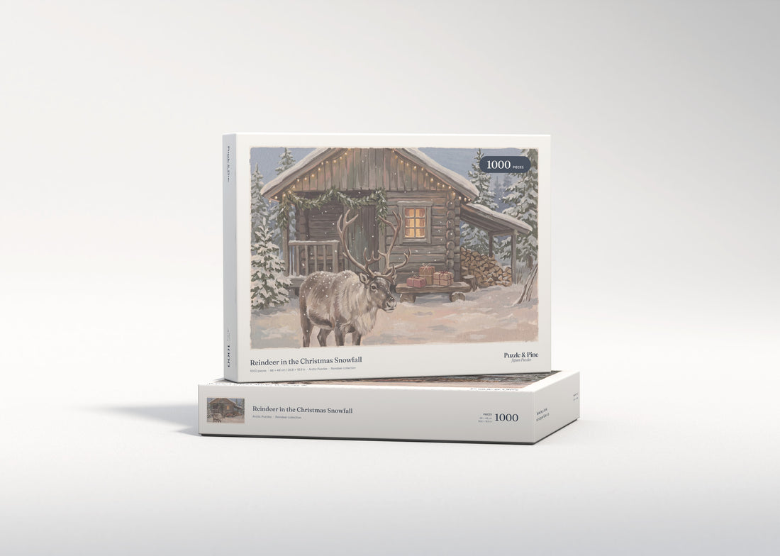 Reindeer in the Christmas Snowfall jigsaw puzzle - gift box
