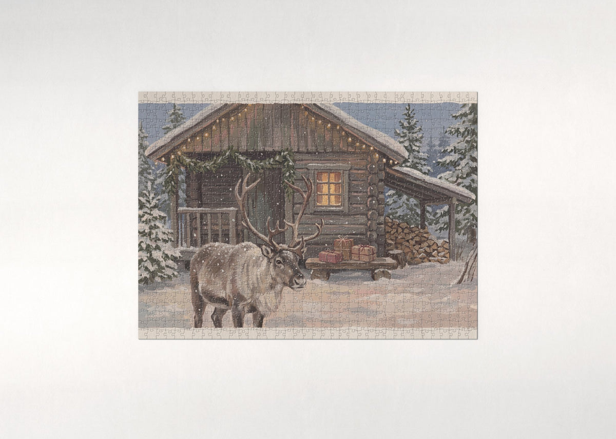 Reindeer in the Christmas Snowfall jigsaw puzzle - flat puzzle