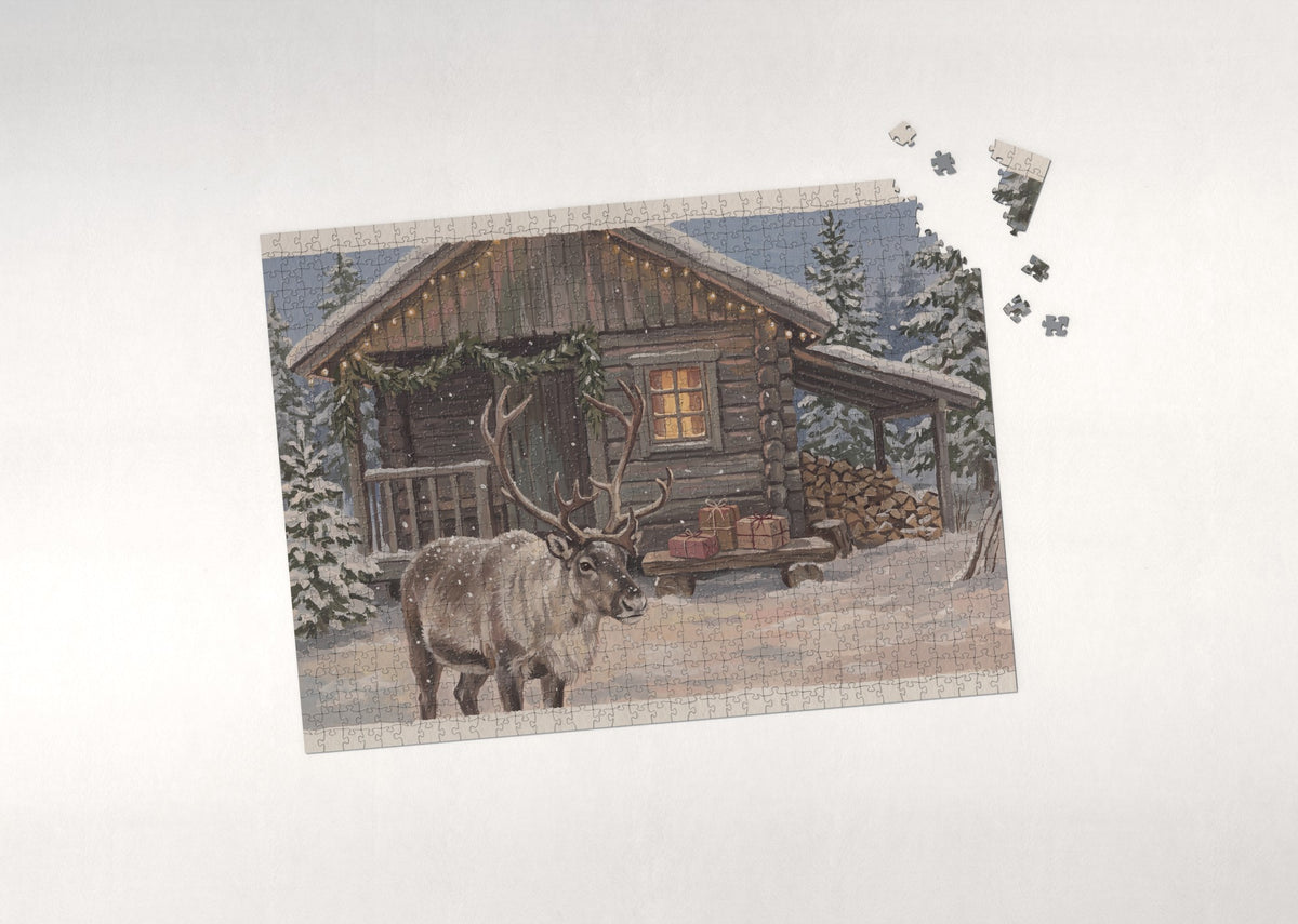 Reindeer in the Christmas Snowfall jigsaw puzzle - puzzle with loose pieces