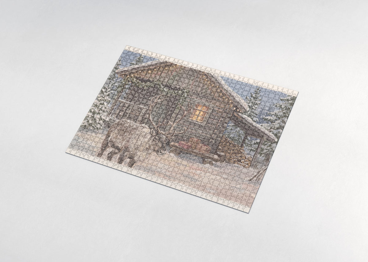 Reindeer in the Christmas Snowfall jigsaw puzzle - assembled puzzle