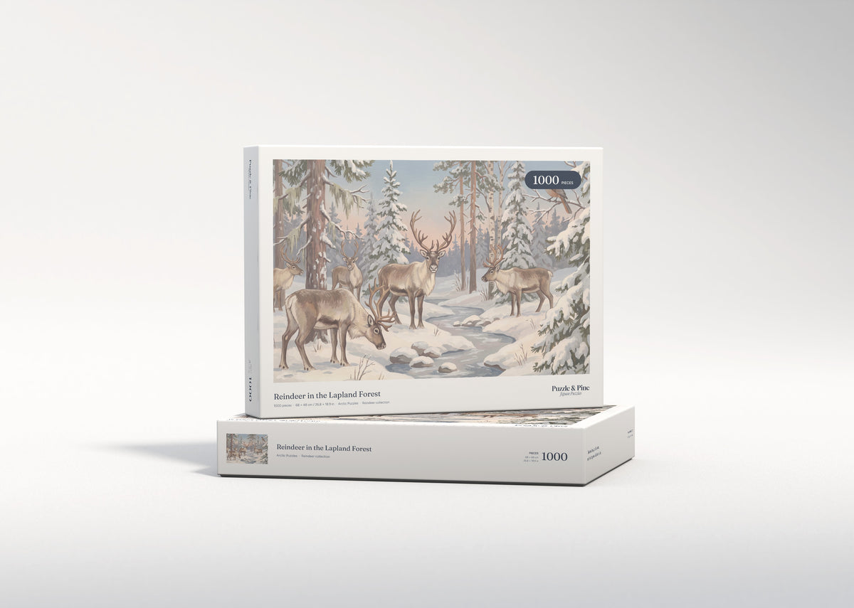 Reindeer in the Lapland Forest jigsaw puzzle - gift box