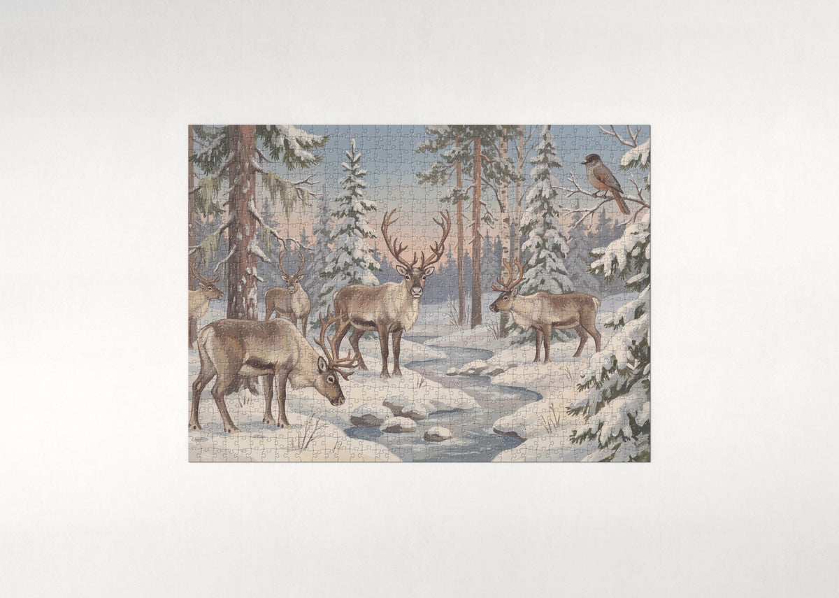 Reindeer in the Lapland Forest jigsaw puzzle - flat puzzle