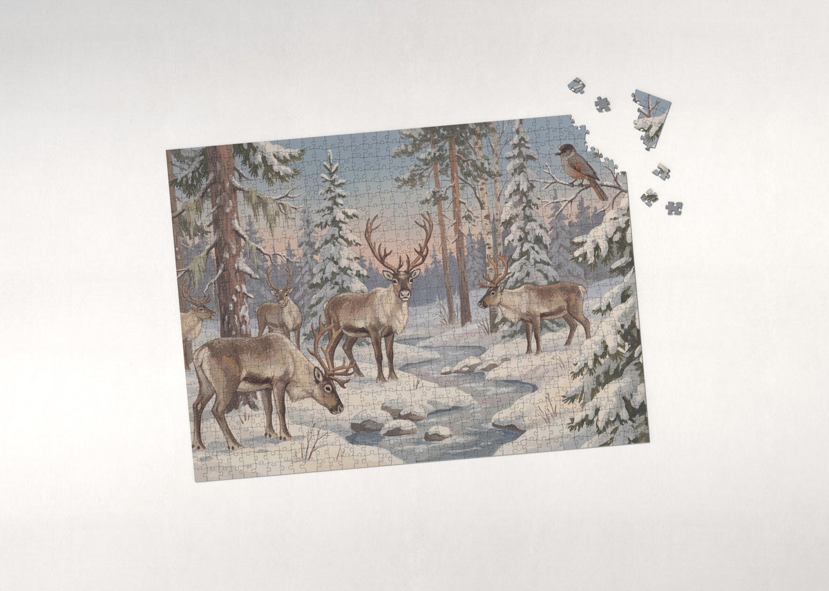 Reindeer in the Lapland Forest jigsaw puzzle - puzzle with loose pieces