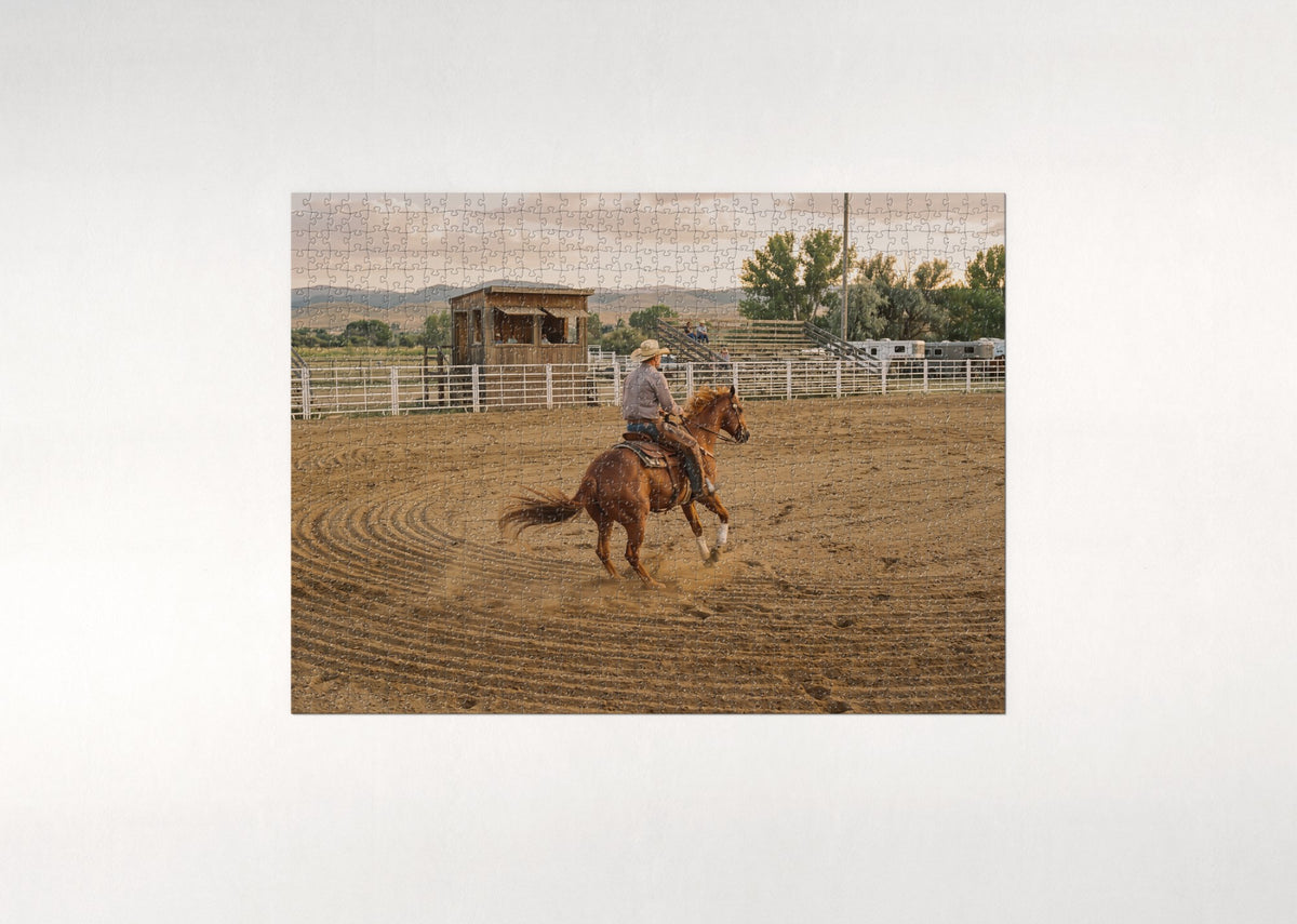 Reining Spin at the Western Show jigsaw puzzle - flat puzzle