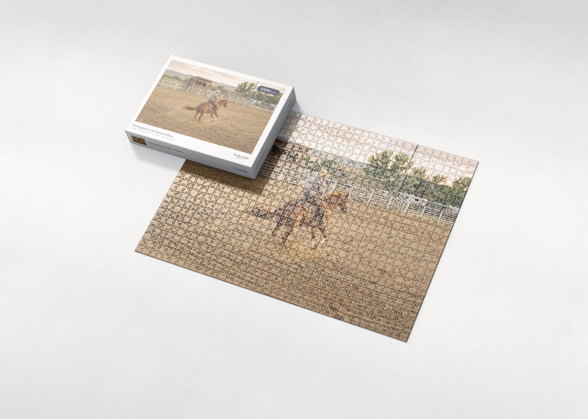 Reining Spin at the Western Show jigsaw puzzle - box and puzzle