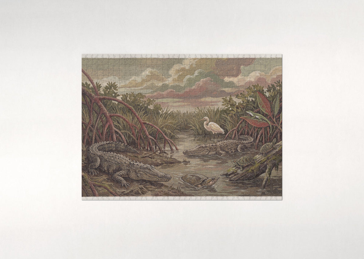 Reptiles of the Everglades jigsaw puzzle - flat puzzle