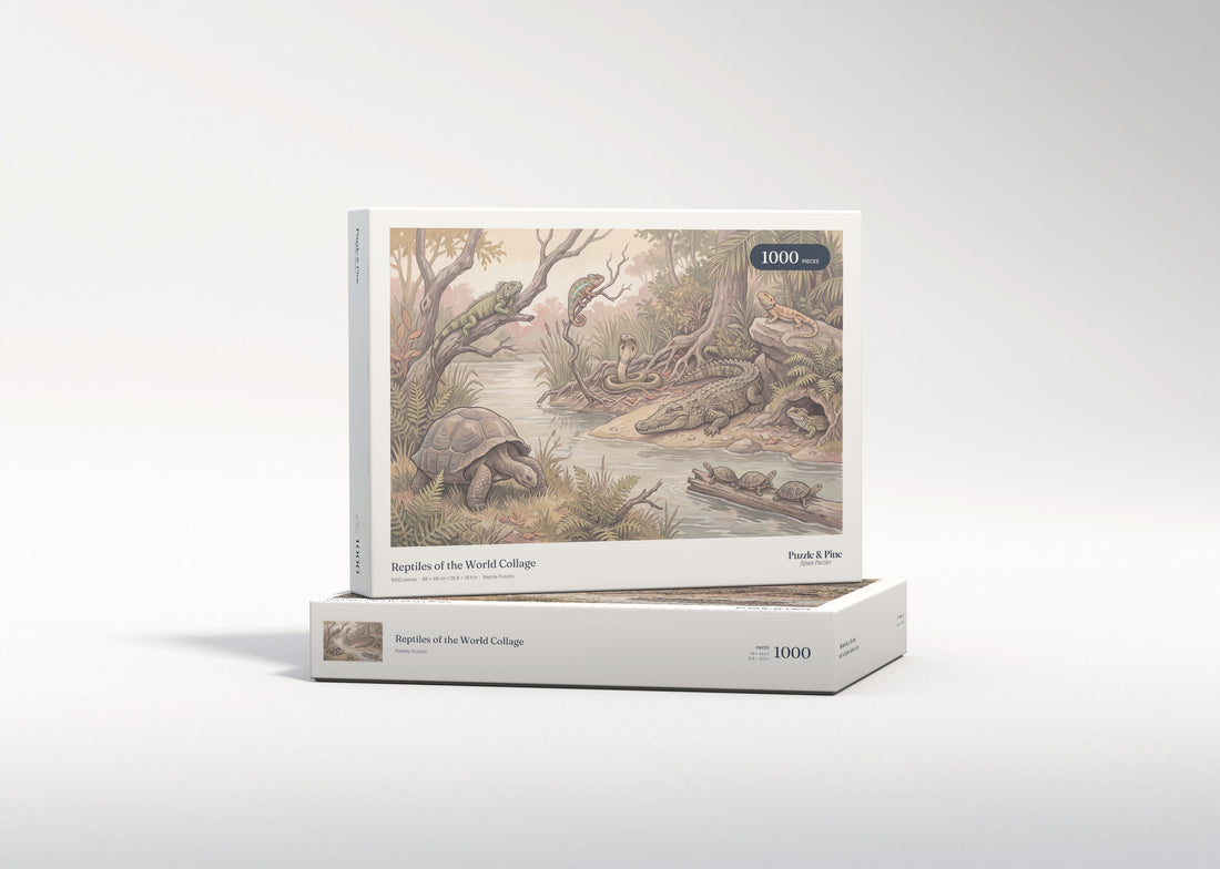 Reptiles of the World Collage jigsaw puzzle - gift box