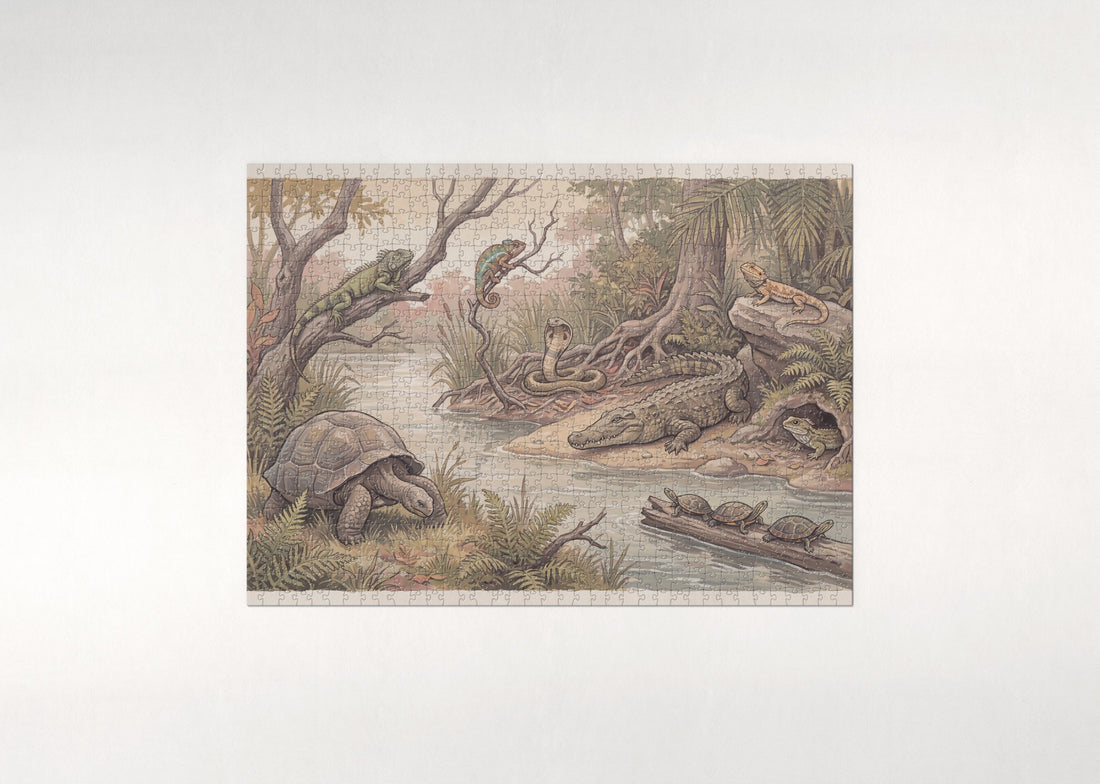 Reptiles of the World Collage jigsaw puzzle - gift box