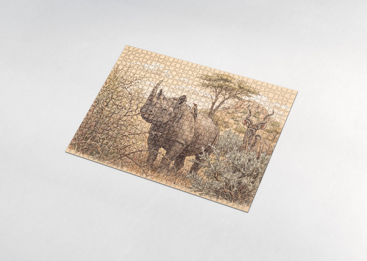 Rhino in the Thorny Bushveld jigsaw puzzle - assembled puzzle