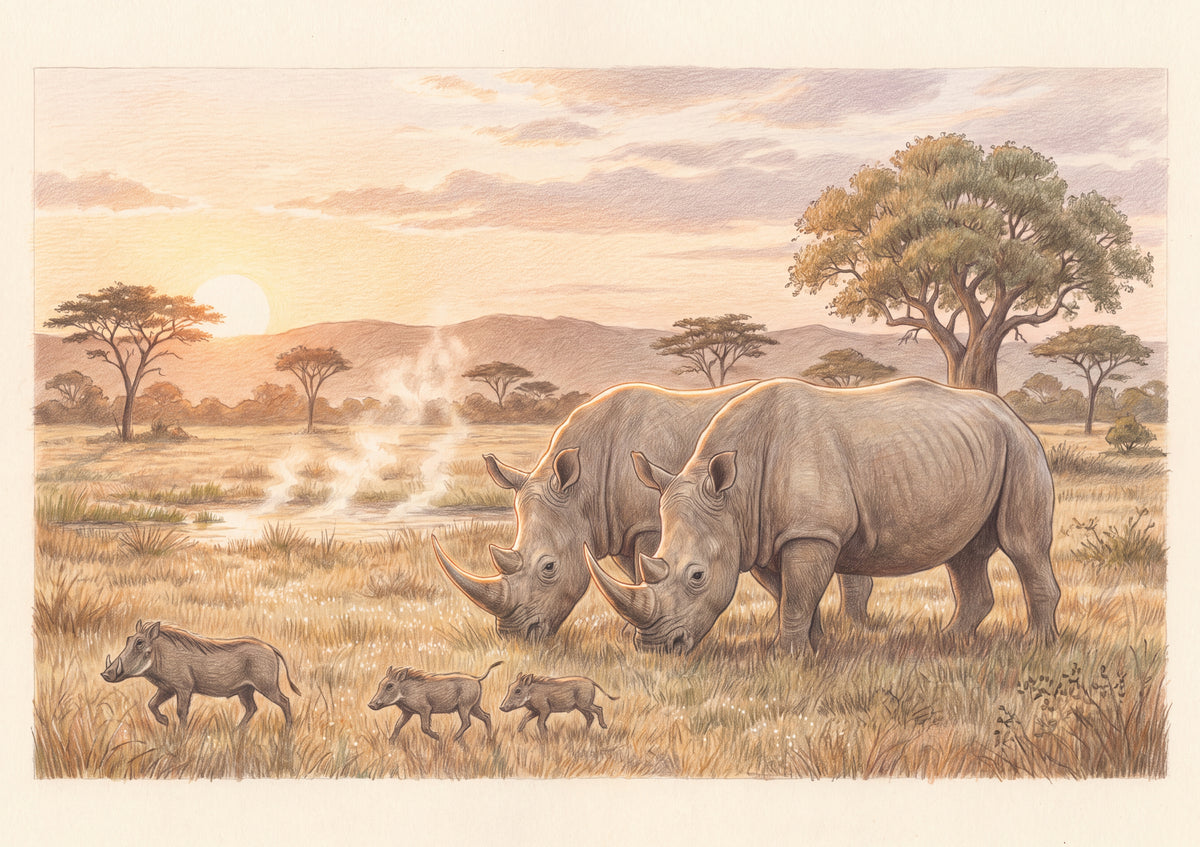Rhino Pair at Sunrise jigsaw puzzle
