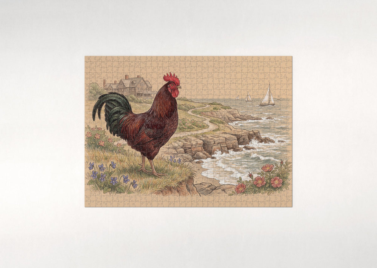 Rhode Island State Bird and Flower: Rhode Island Red and Violet jigsaw puzzle - flat puzzle