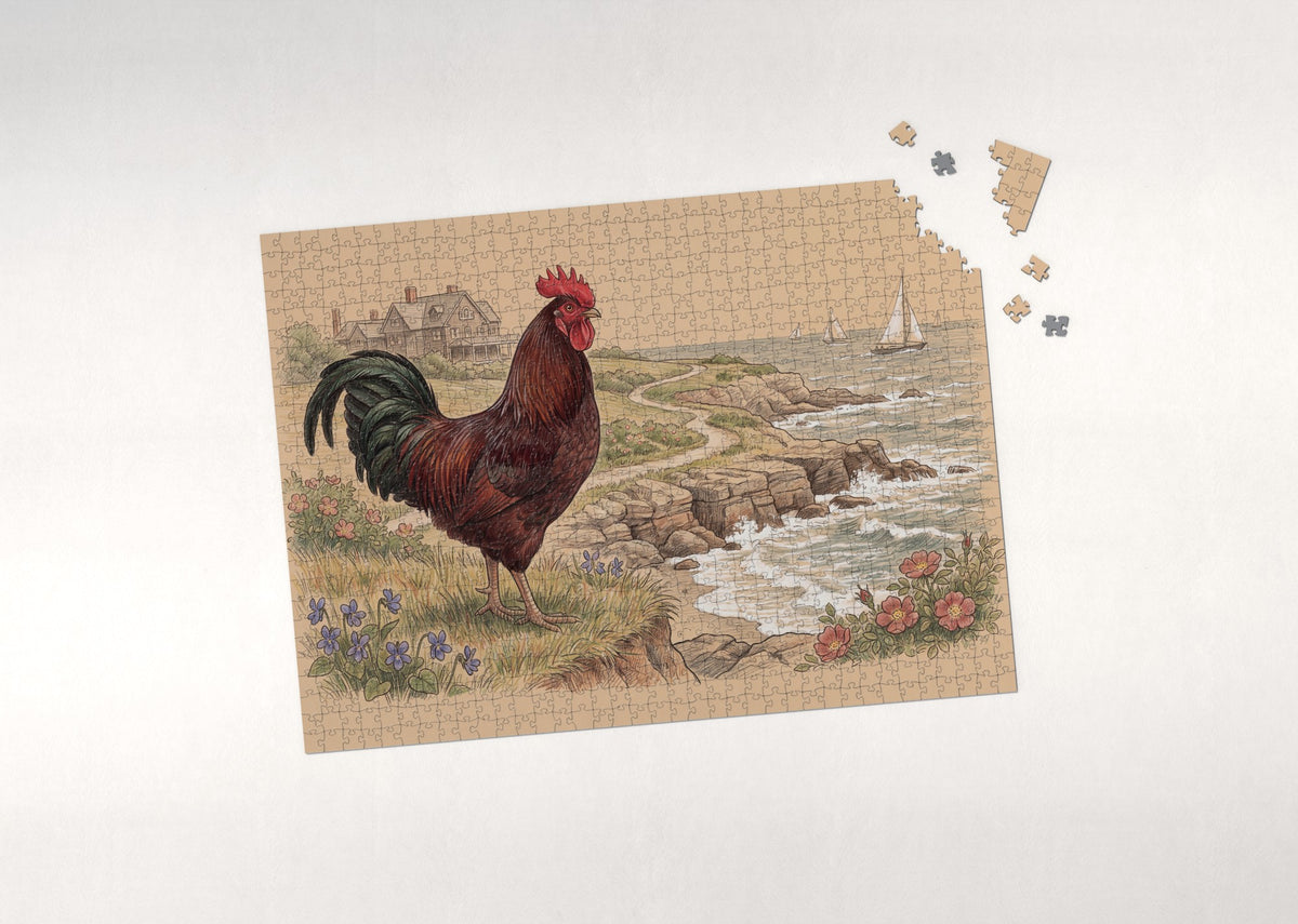 Rhode Island State Bird and Flower: Rhode Island Red and Violet jigsaw puzzle - puzzle with loose pieces