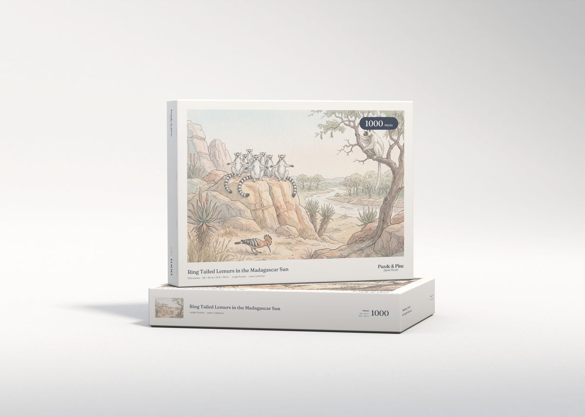 Ring Tailed Lemurs in the Madagascar Sun jigsaw puzzle - gift box