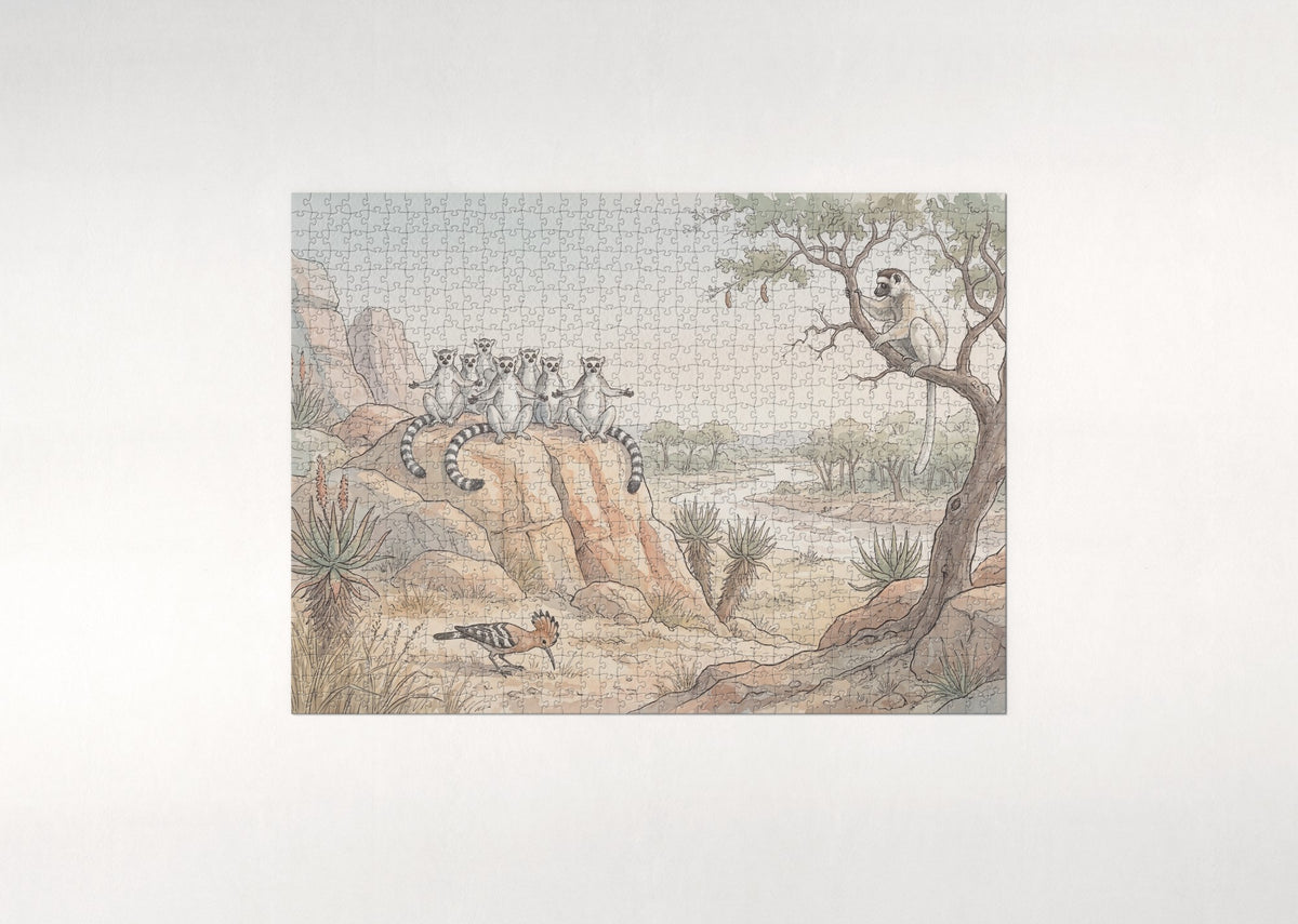 Ring Tailed Lemurs in the Madagascar Sun jigsaw puzzle - flat puzzle