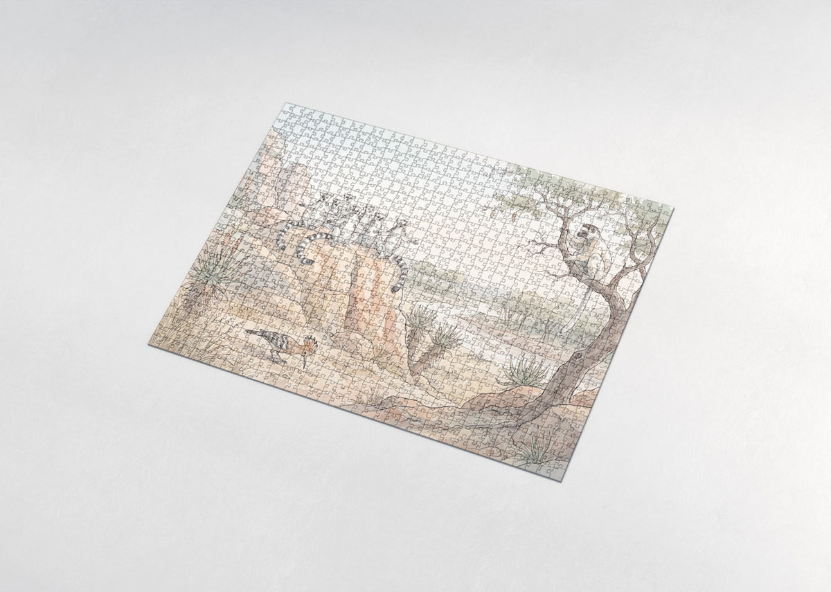 Ring Tailed Lemurs in the Madagascar Sun jigsaw puzzle - assembled puzzle