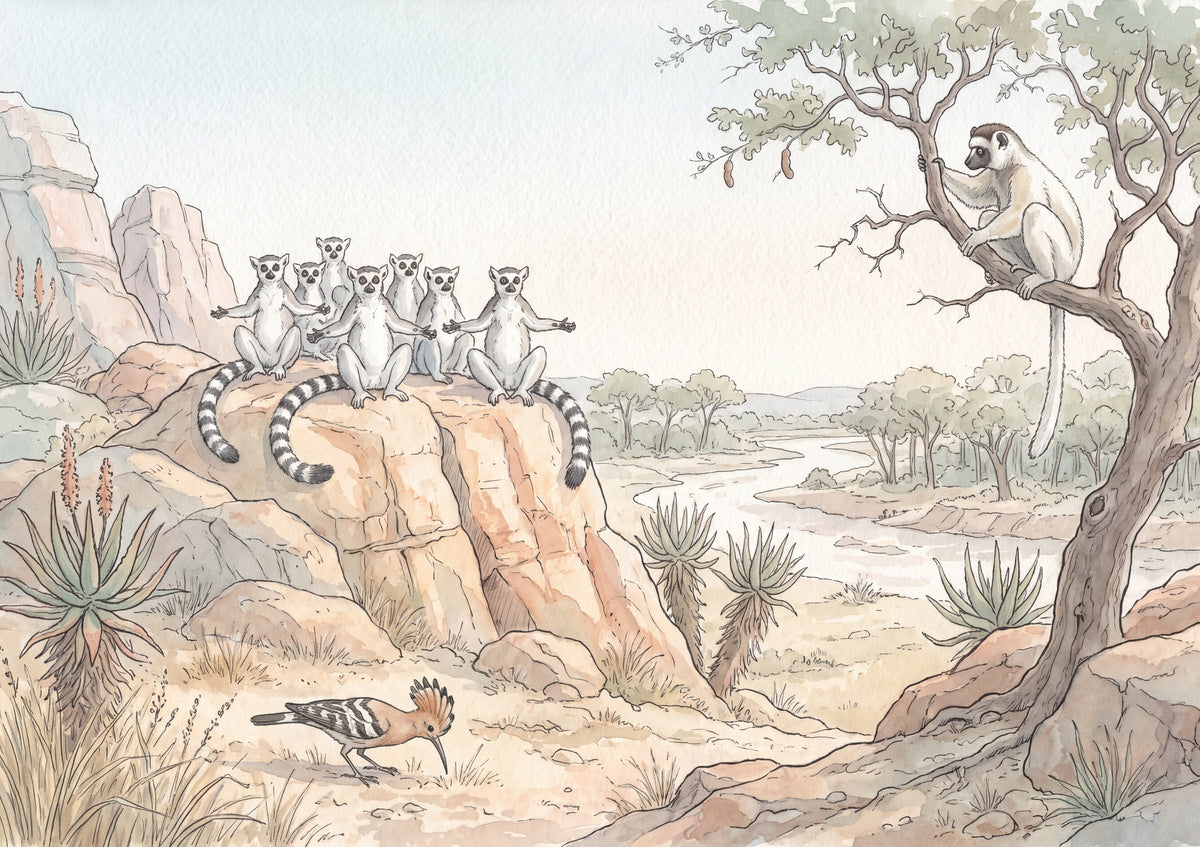 Ring Tailed Lemurs in the Madagascar Sun jigsaw puzzle