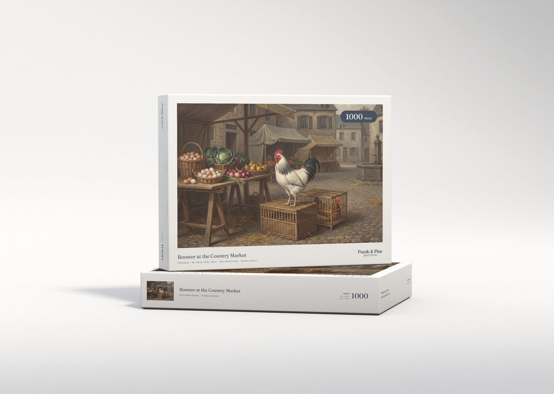 Rooster at the Country Market jigsaw puzzle - gift box