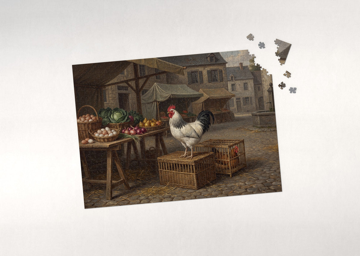 Rooster at the Country Market jigsaw puzzle - puzzle with loose pieces