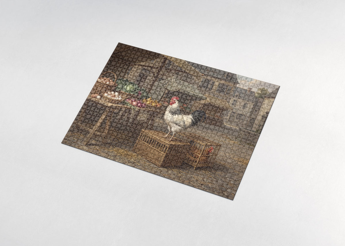 Rooster at the Country Market jigsaw puzzle - assembled puzzle