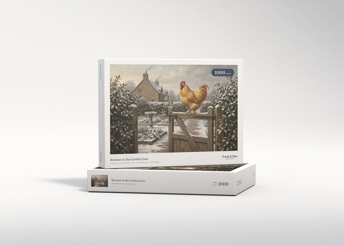 Rooster at the Garden Gate jigsaw puzzle - gift box