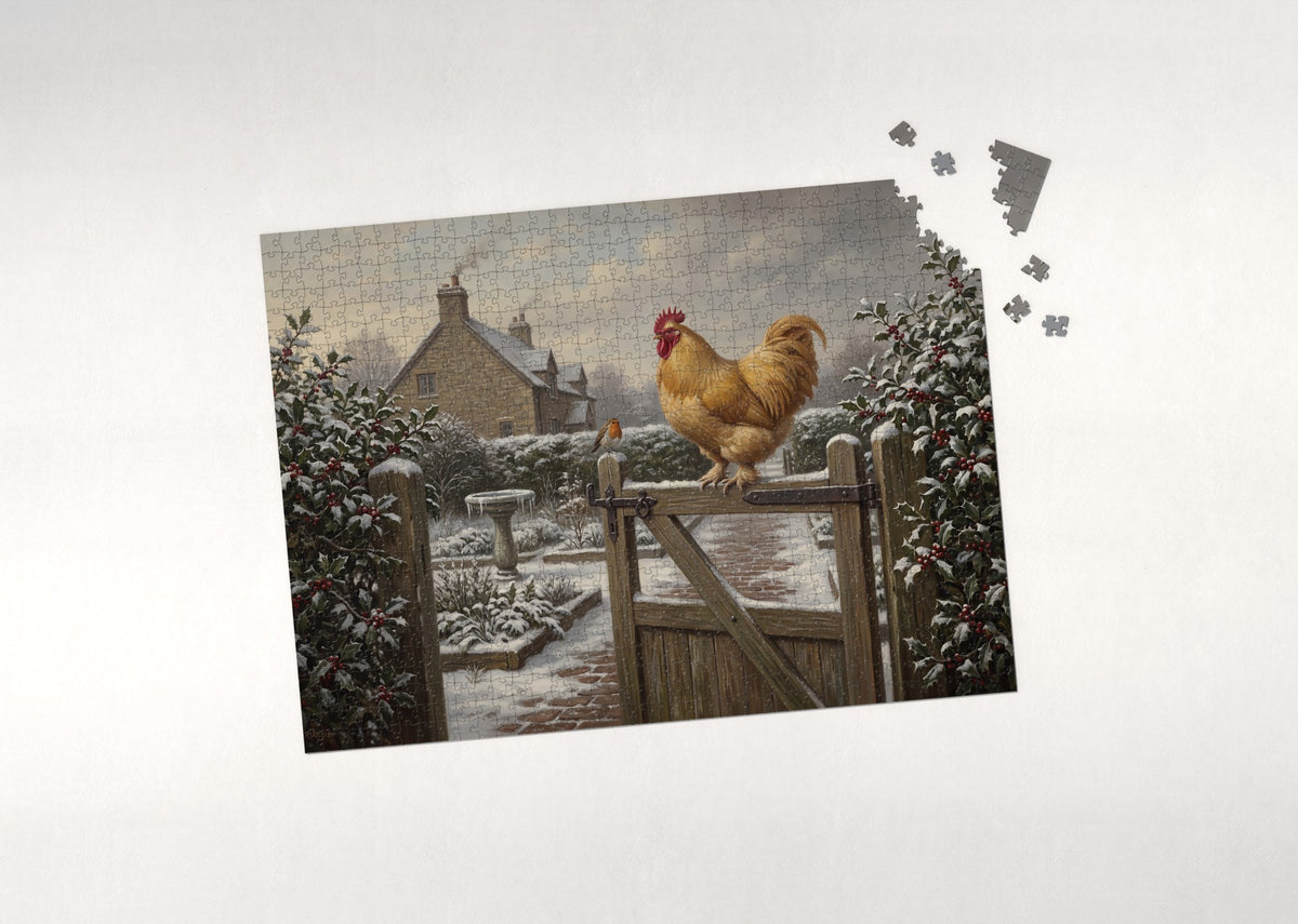 Rooster at the Garden Gate jigsaw puzzle - puzzle with loose pieces