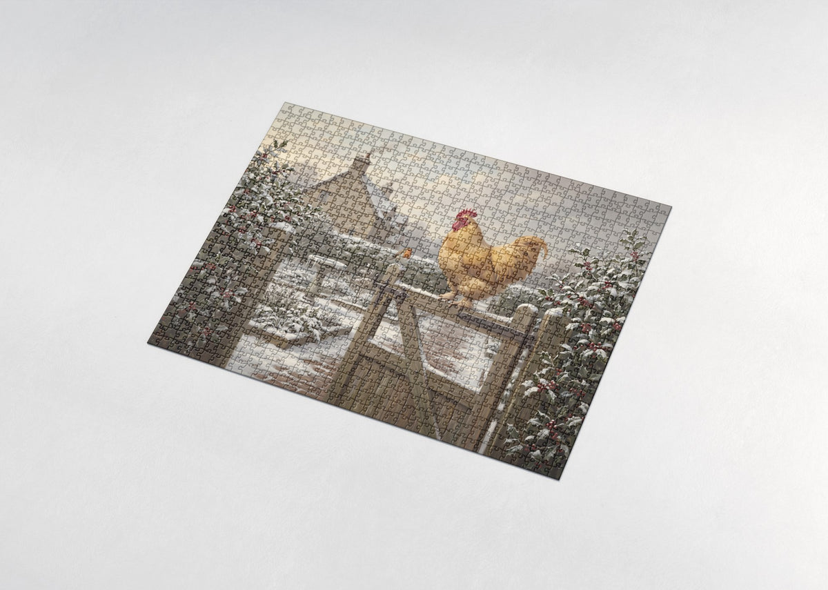 Rooster at the Garden Gate jigsaw puzzle - assembled puzzle