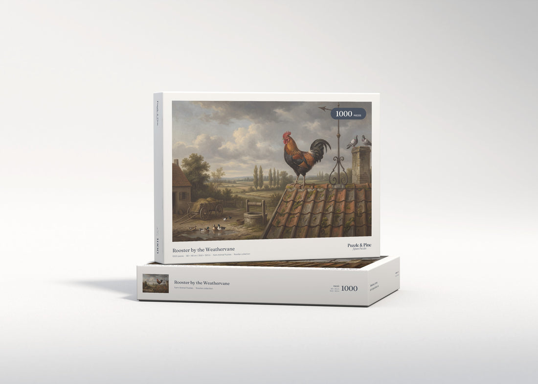 Rooster by the Weathervane jigsaw puzzle - gift box