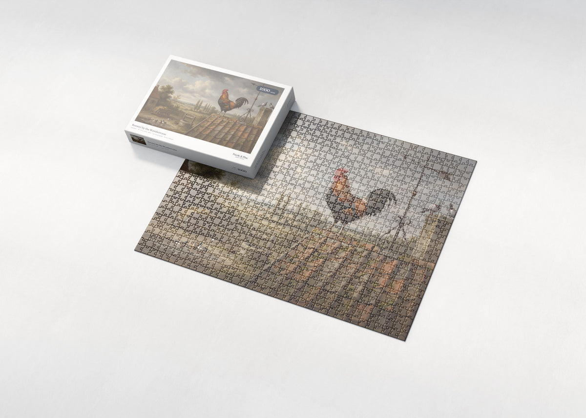 Rooster by the Weathervane jigsaw puzzle - box and puzzle