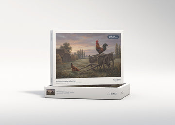 Rooster Crowing at Sunrise jigsaw puzzle - gift box