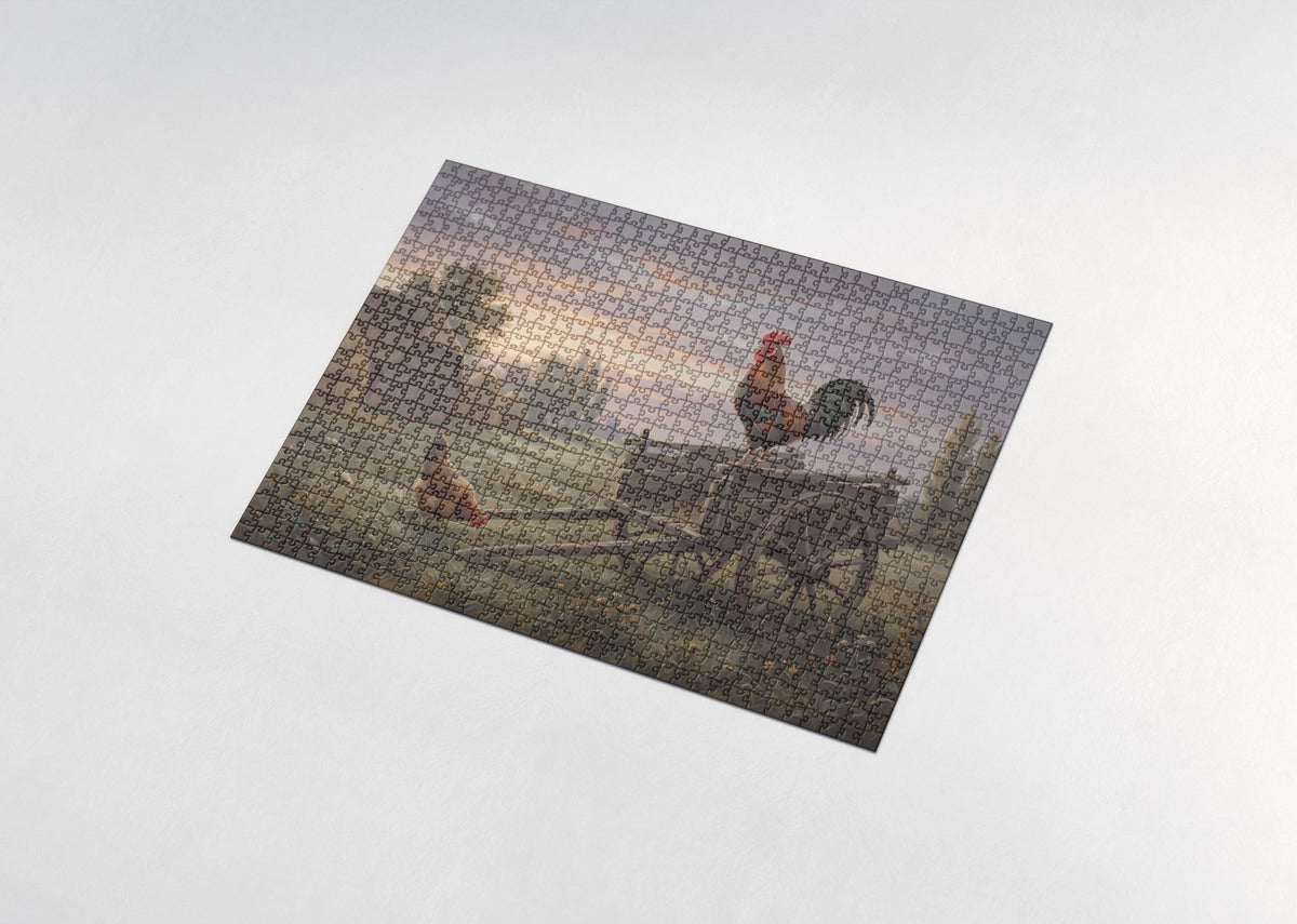 Rooster Crowing at Sunrise jigsaw puzzle - assembled puzzle