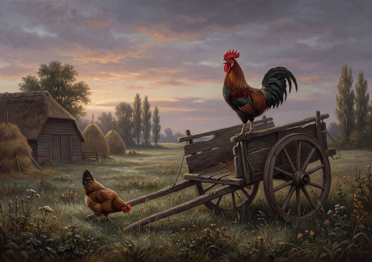 Rooster Crowing at Sunrise jigsaw puzzle