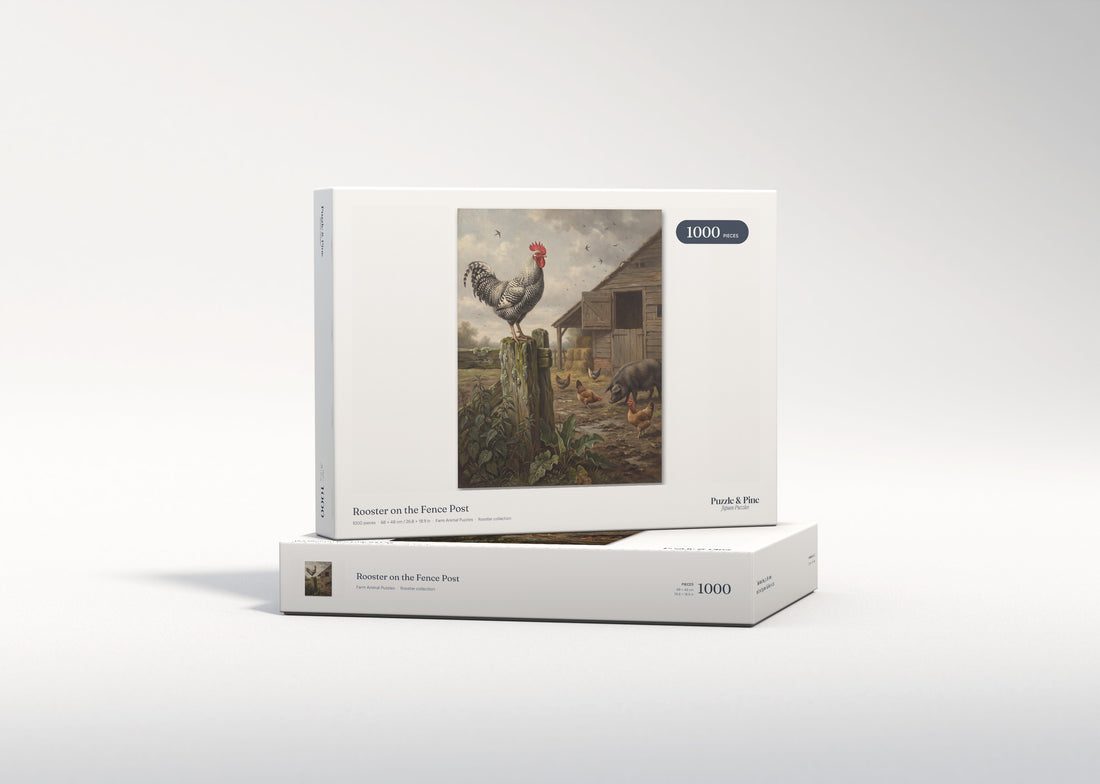 Rooster on the Fence Post jigsaw puzzle - gift box