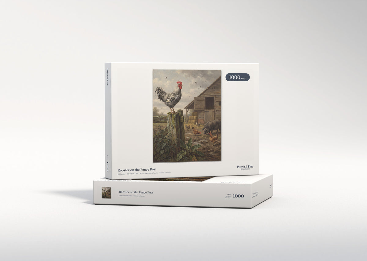 Rooster on the Fence Post jigsaw puzzle - gift box