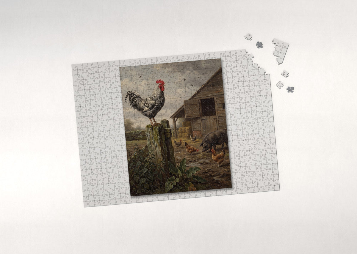 Rooster on the Fence Post jigsaw puzzle - puzzle with loose pieces