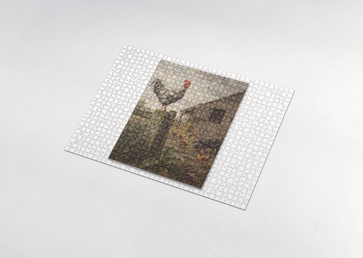 Rooster on the Fence Post jigsaw puzzle - assembled puzzle