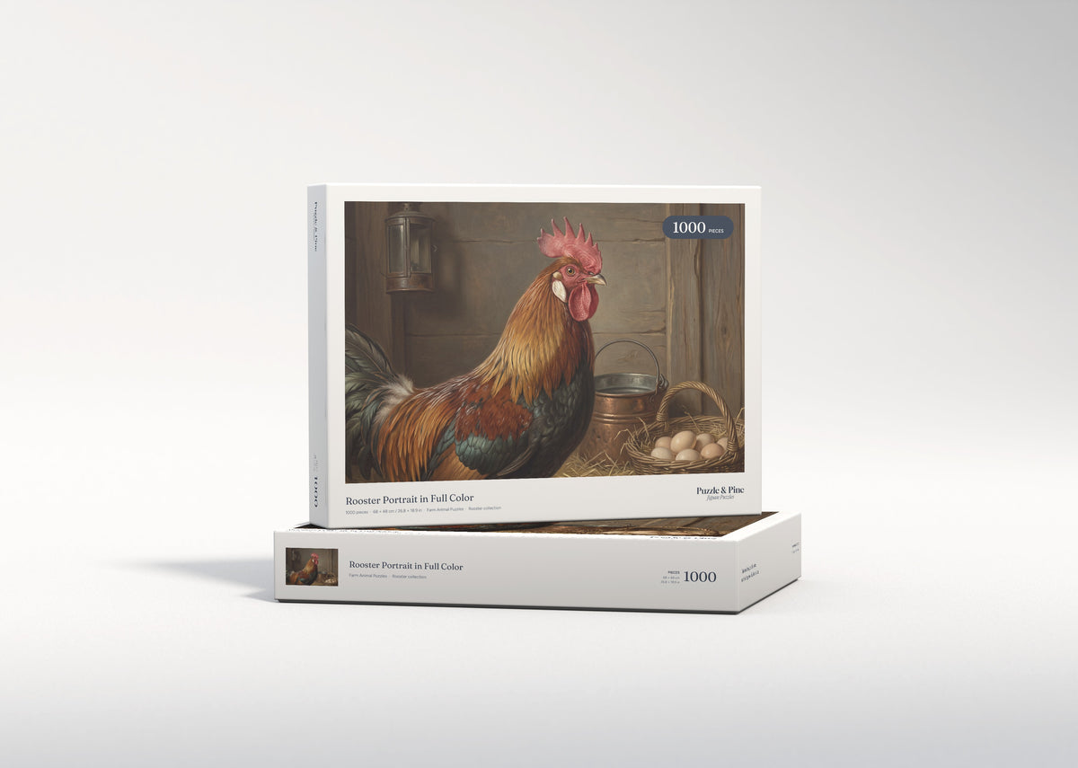 Rooster Portrait in Full Color jigsaw puzzle - gift box