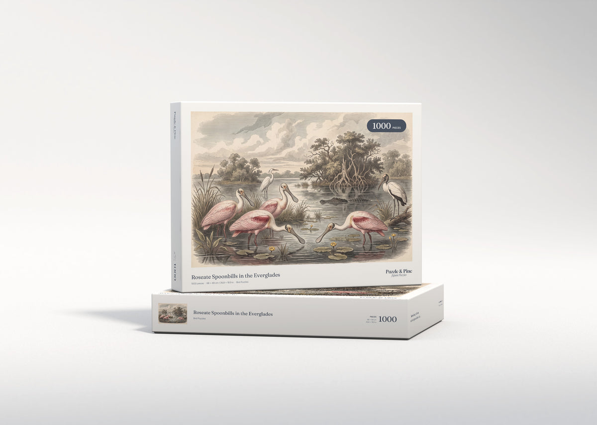 Roseate Spoonbills in the Everglades jigsaw puzzle - gift box