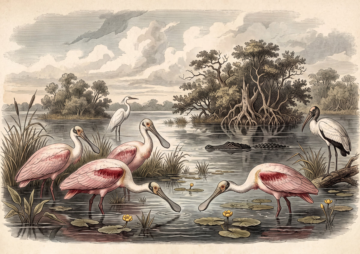 Roseate Spoonbills in the Everglades jigsaw puzzle
