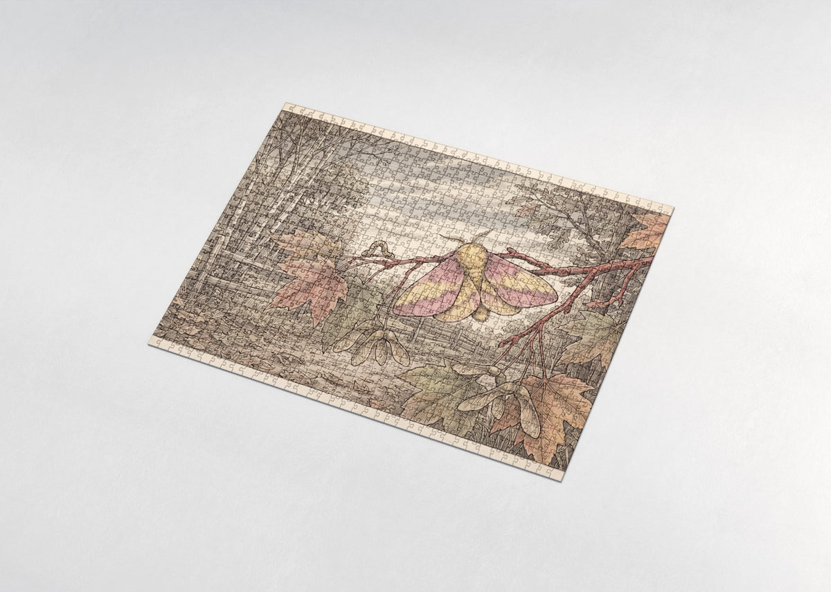 Rosy Maple Moth Among the Maple Leaves jigsaw puzzle - assembled puzzle