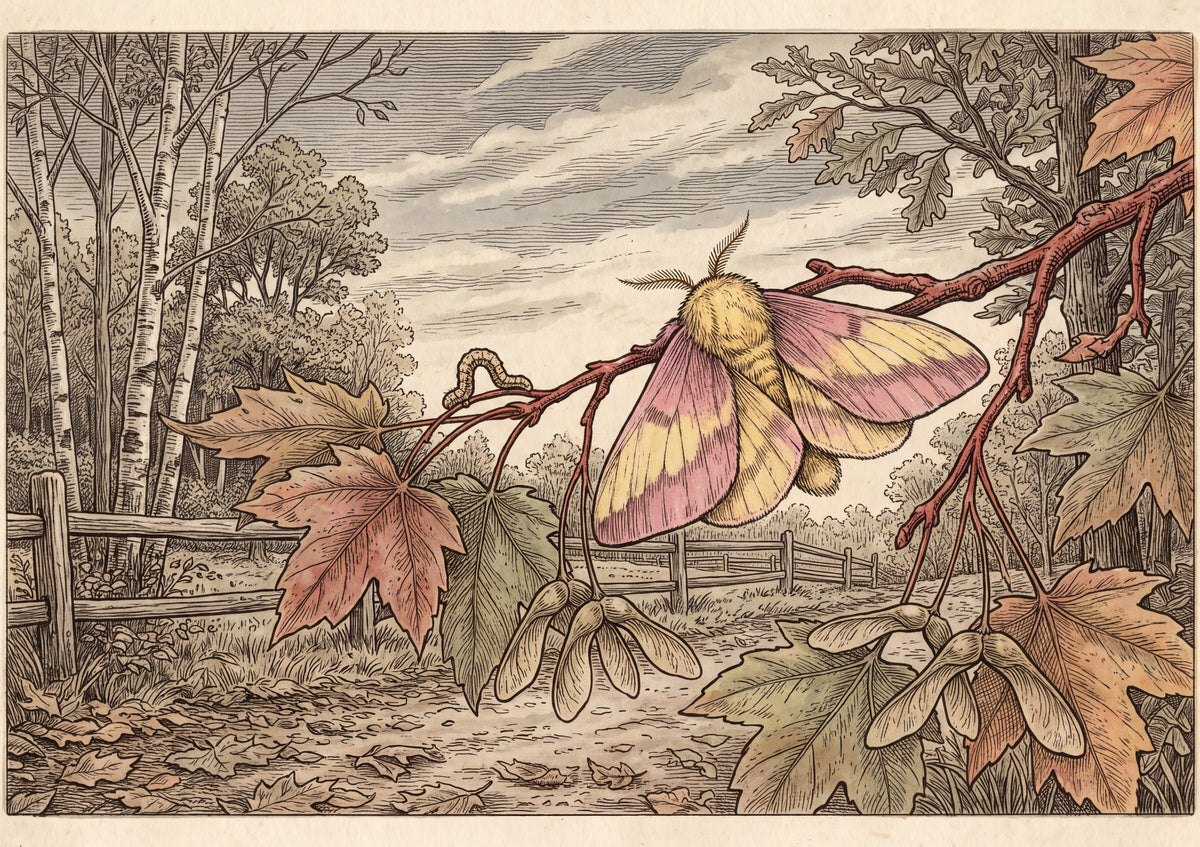 Rosy Maple Moth Among the Maple Leaves jigsaw puzzle